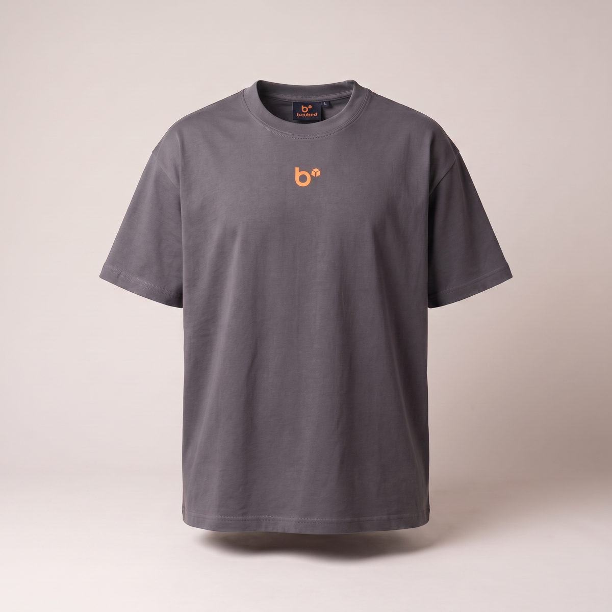 b.cubed Premium Cotton Work T in Dark Grey with orange chest logo